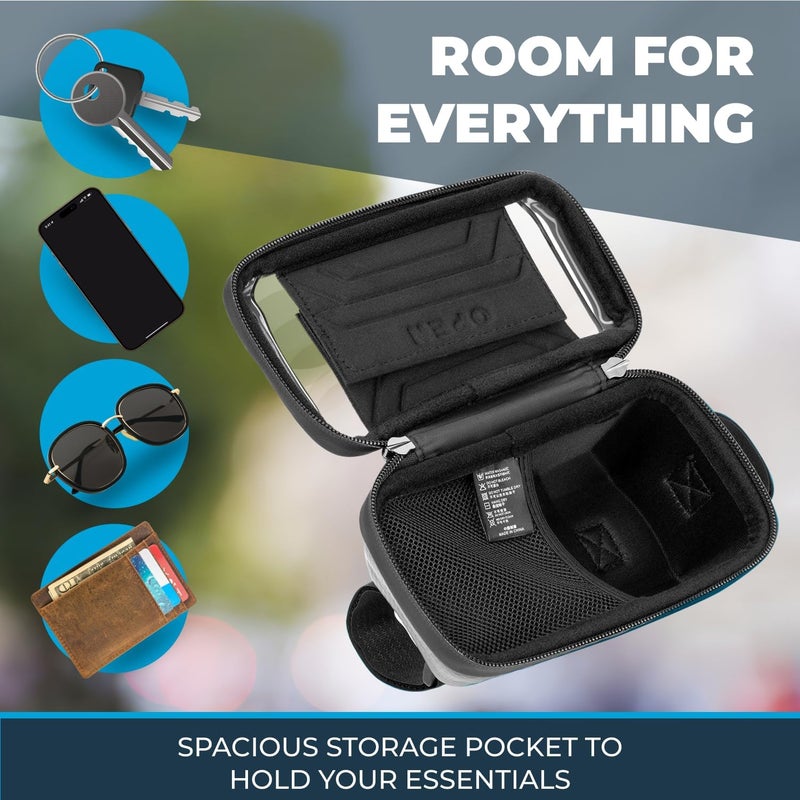 Roam Bike Universal Phone Holder + Waterproof Zipper Storage Case - Fits Smartphones Up To 4" x 7" - Velcro Strap Mounts To Bicycle Frame - Full Touchscreen Capabilities - Black - Image 2