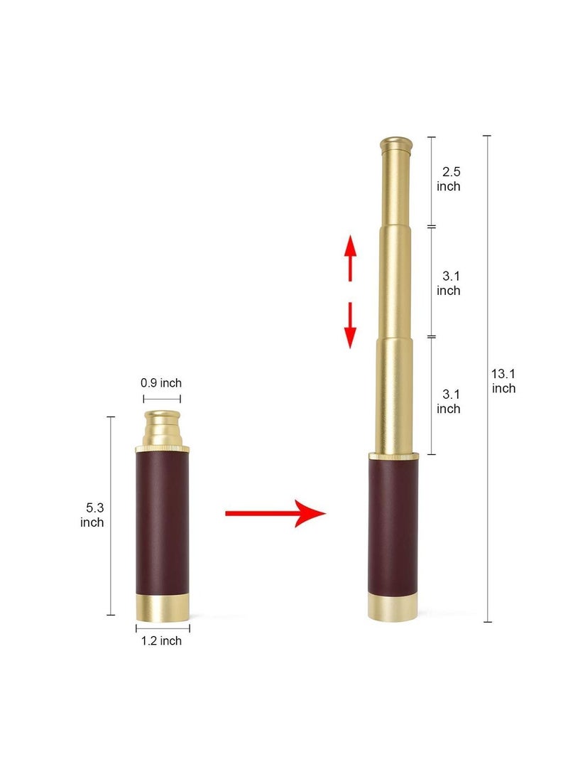 Generic Monocular Telescope for Kids & Adults Handheld Collapsible Brass Telescope 25x30 Zoomable Portable Pirate Spyglass for Cruise Ship  - Image 3