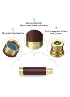 Generic Monocular Telescope for Kids & Adults Handheld Collapsible Brass Telescope 25x30 Zoomable Portable Pirate Spyglass for Cruise Ship  - Image 2