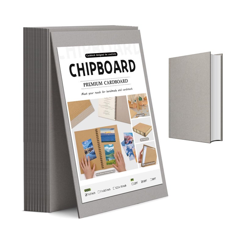 JNENERY 20Pcs Chipboard, 5 x 7" Book Board for Book Binding, 50pt Cover Cardboard Sheets for Crafts, Thick Sturdy Kraft Board, Heavy Duty Chip Board for Bookbinding, DIY Projects, Packaging - Image 1