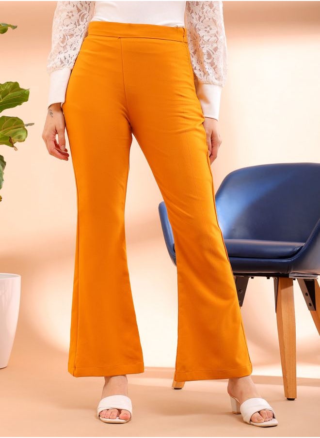 Freehand Women Flared Solid High-Rise Bootcut Pants  - Image 1