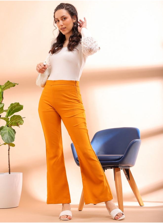 Freehand - Women Flared Solid High-Rise Bootcut Pants - Image 1