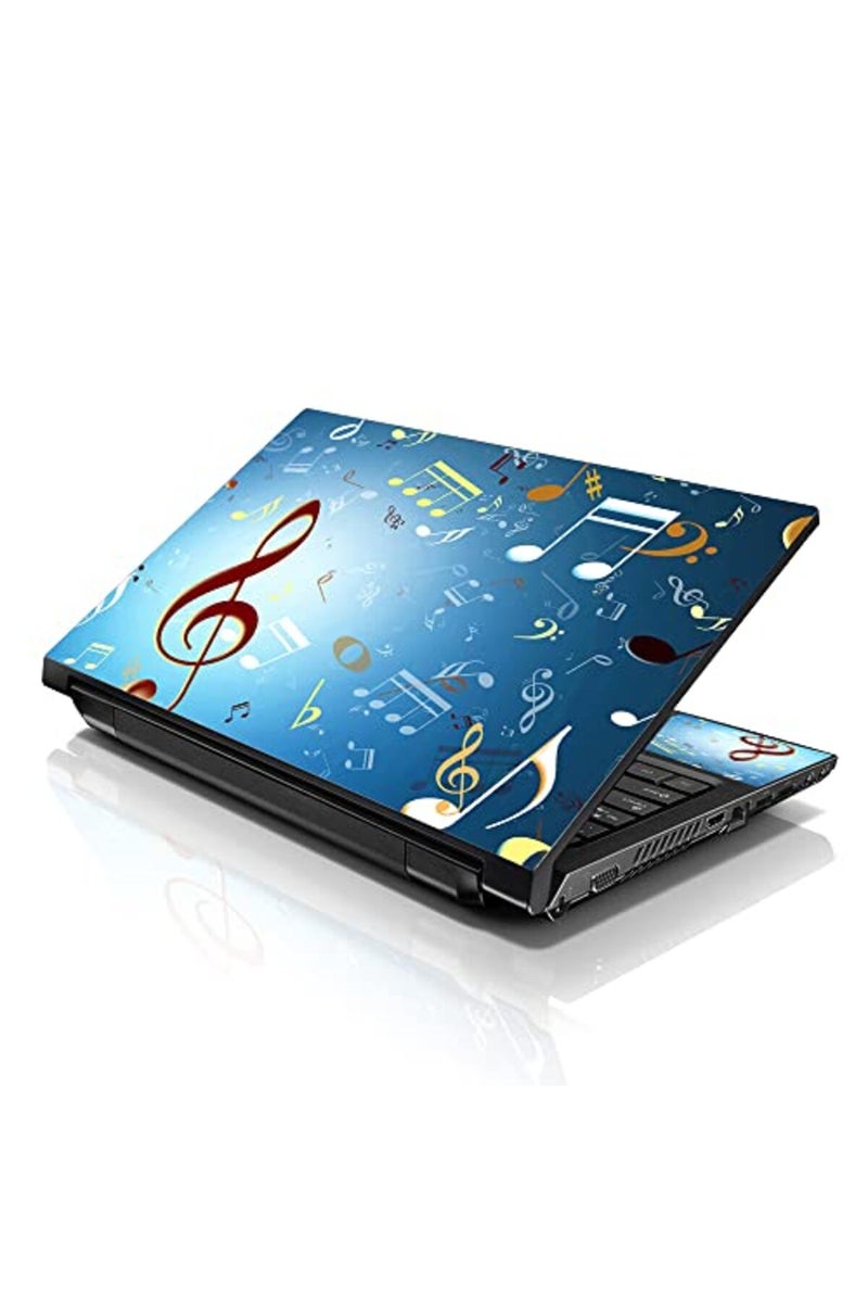 LSS Laptop 17-17.3" Skin Cover with Colorful Music Notes Pattern for HP Dell Lenovo Apple Asus Acer Compaq - Fits 16.5" 17" 17.3" 18.4" 19" (2 Wrist Pads Free) - Image 1