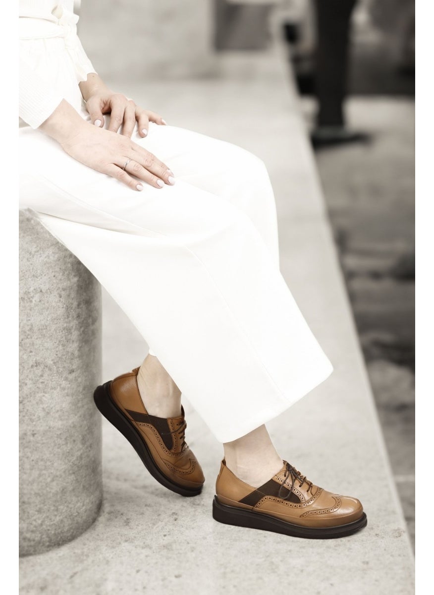 Gönderi(r) Gön Genuine Leather Round Toe Wedge Sole Lace-Up Elastic Women's Shoes 24084  - Image 2
