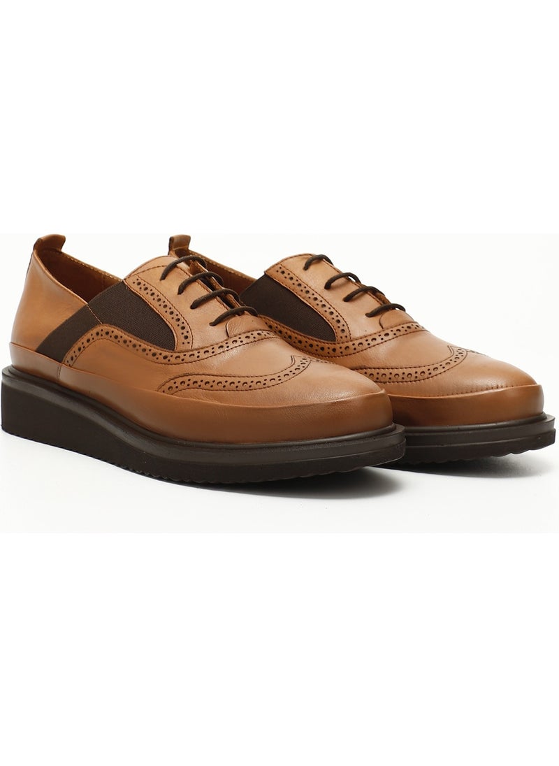 Gönderi(r) Gön Genuine Leather Round Toe Wedge Sole Lace-Up Elastic Women's Shoes 24084  - Image 3