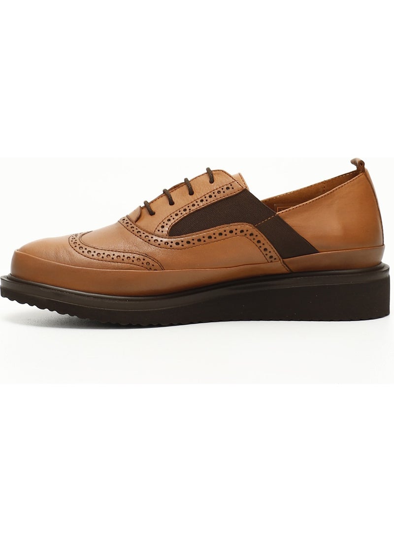 Gönderi(r) Gön Genuine Leather Round Toe Wedge Sole Lace-Up Elastic Women's Shoes 24084  - Image 4