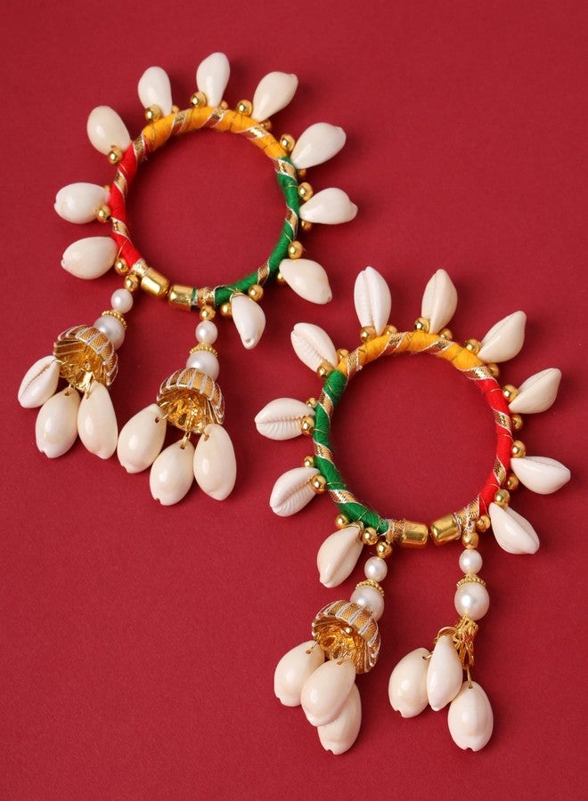 NMII Beautiful Kaudi Latkan Bangles Set For Women & Girls with Pearls Moti & Beads | Handmade Bridal Bangles Bracelet For Wedding, Haldi, Mehandi, Sangeet Jewellery-(F198-Multi-FreeSize) - Image 4