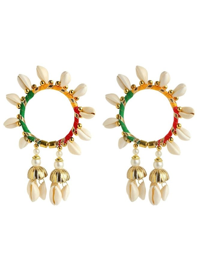 NMII Beautiful Kaudi Latkan Bangles Set For Women & Girls with Pearls Moti & Beads | Handmade Bridal Bangles Bracelet For Wedding, Haldi, Mehandi, Sangeet Jewellery-(F198-Multi-FreeSize) - Image 1