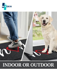 WAOKN Doormat, Outdoor & Indoor Family Welcome Mat, Heavy Duty Non-Slip Front Foot Mat for Home Entrance, Exterior Entrance, Yard, Floor, Terrace (45 cm x 75 cm, Black)  - Image 2