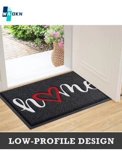 WAOKN Doormat, Outdoor & Indoor Family Welcome Mat, Heavy Duty Non-Slip Front Foot Mat for Home Entrance, Exterior Entrance, Yard, Floor, Terrace (45 cm x 75 cm, Black)  - Image 3