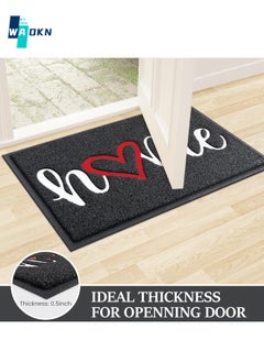WAOKN Doormat, Outdoor & Indoor Family Welcome Mat, Heavy Duty Non-Slip Front Foot Mat for Home Entrance, Exterior Entrance, Yard, Floor, Terrace (45 cm x 75 cm, Black)  - Image 4