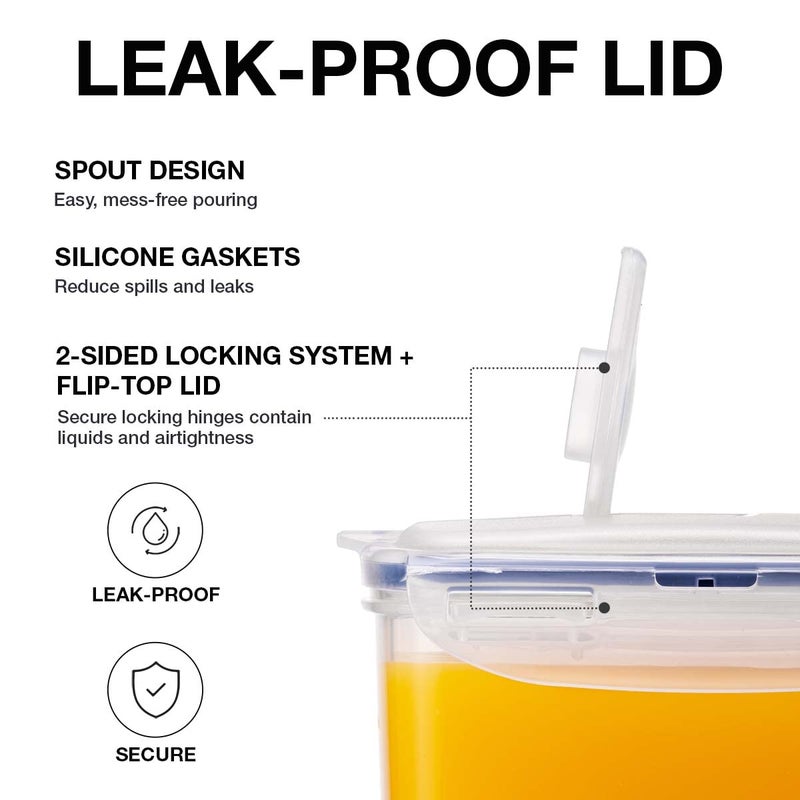 LocknLock جركن ماء لوكن لوك أكوا لباب الثلاجة مع مقبض، إبريق بلاستيك خالي من BPA مع غطاء قابل للطي، مثالي لصنع الشاي والعصائر، 3 كوارت، شفاف - Image 2