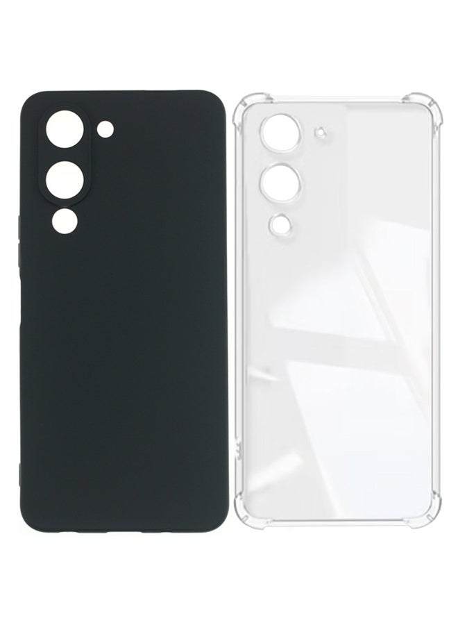 SanHu for vivo Y29s 5G 2-In-1 Thin Soft Case Cover, Anti Drop Protection, Anti Fingerprint, Durable, Easy To Clean And Install, Frosted Protective Case+Transparent Four Corner Anti Drop Protective Case - Image 1