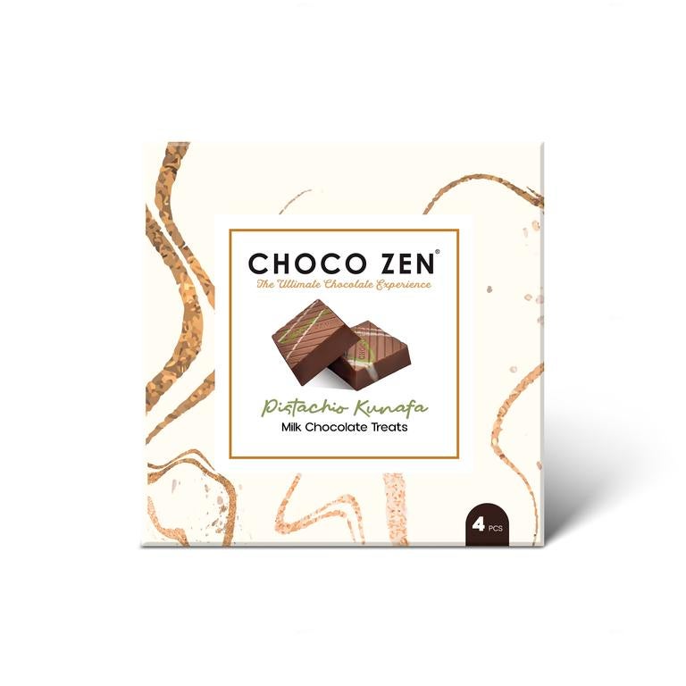 Choco Zen Premium Dubai Chocolate Pistachio Kunafa Treats (Milk Chocolate -72g /4 Pieces) – Luxury Middle Dessert, Treats with Creamy Pistachio & Wrapped in Kunafa Flakes, Arabic Sweet & Gift - Image 1