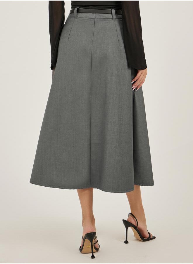 Styli Pleated A-Line Midi Skirt  - Image 4