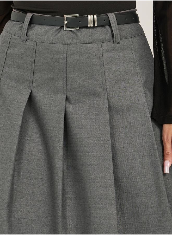 Styli Pleated A-Line Midi Skirt  - Image 3