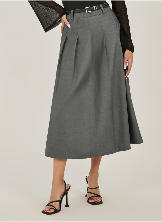 Styli Pleated A-Line Midi Skirt  - Image 2