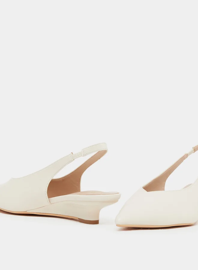 Styli Plain Low Wedge Heel Slingback Shoes