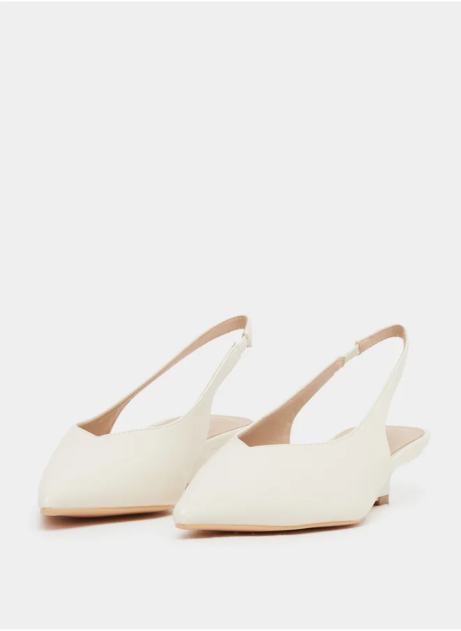 Styli Plain Low Wedge Heel Slingback Shoes