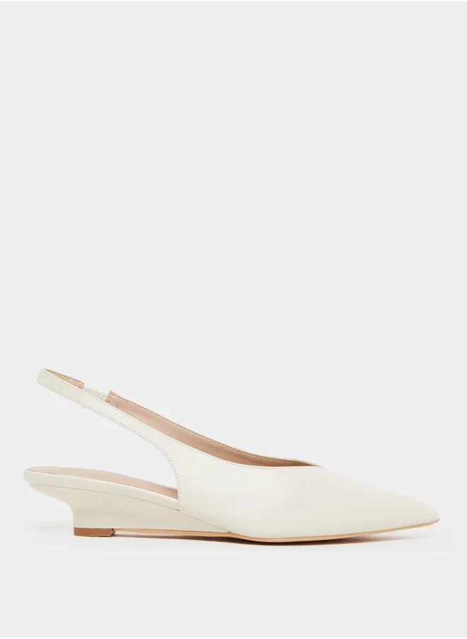 Styli Plain Low Wedge Heel Slingback Shoes