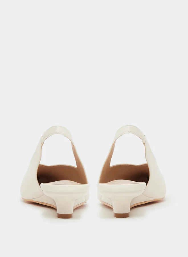 Styli Plain Low Wedge Heel Slingback Shoes