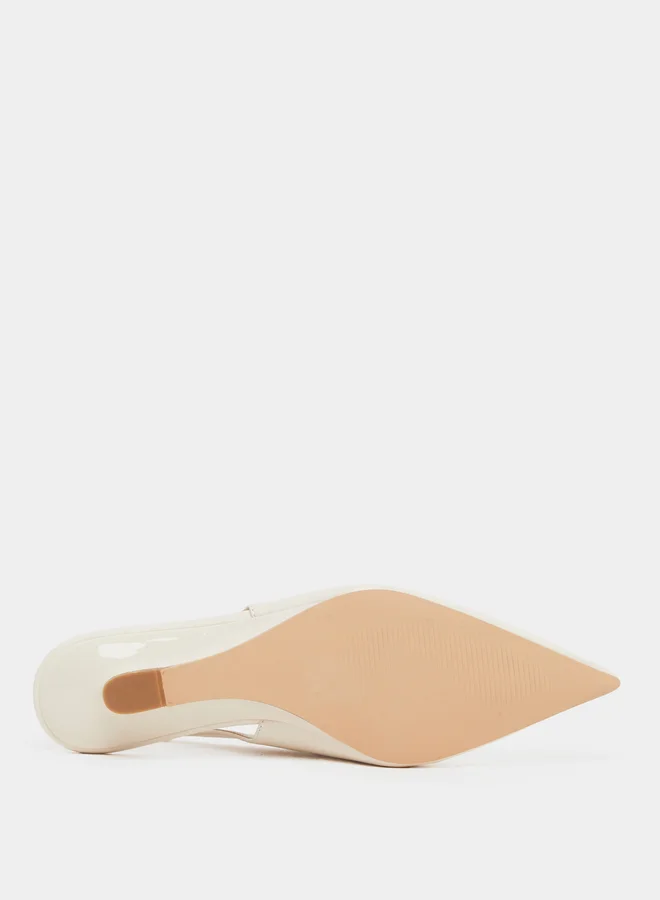 Styli Plain Low Wedge Heel Slingback Shoes