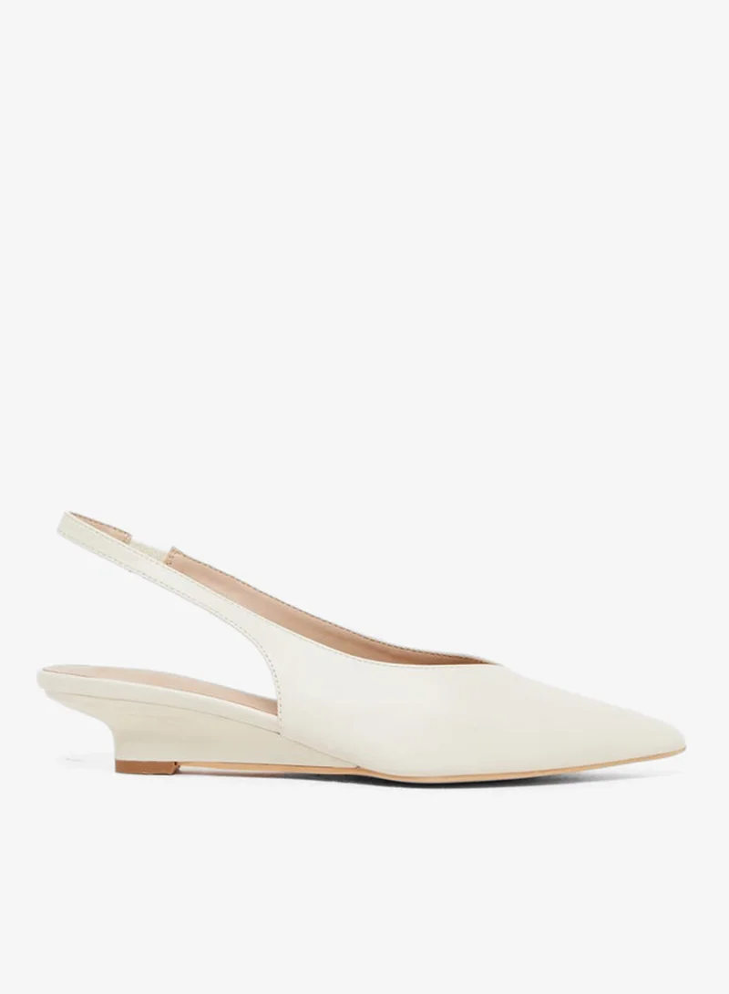 Styli Plain Low Wedge Heel Slingback Shoes