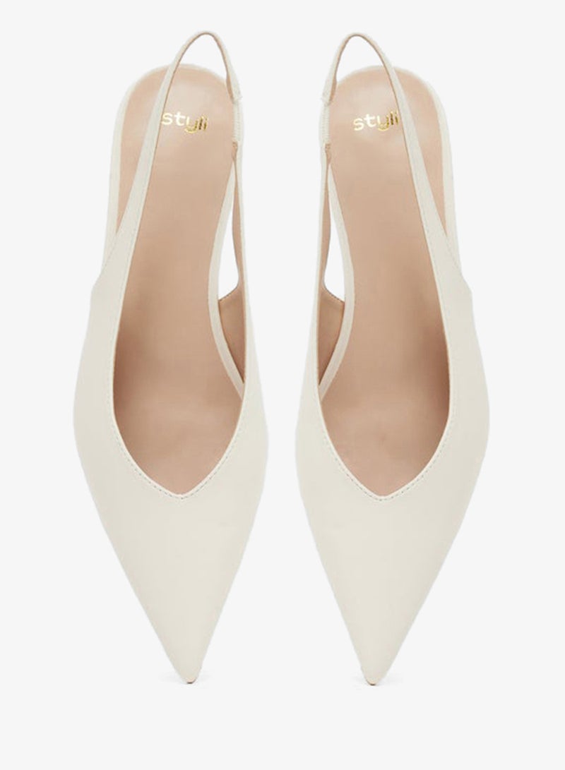 Styli Plain Low Wedge Heel Slingback Shoes - Image 5