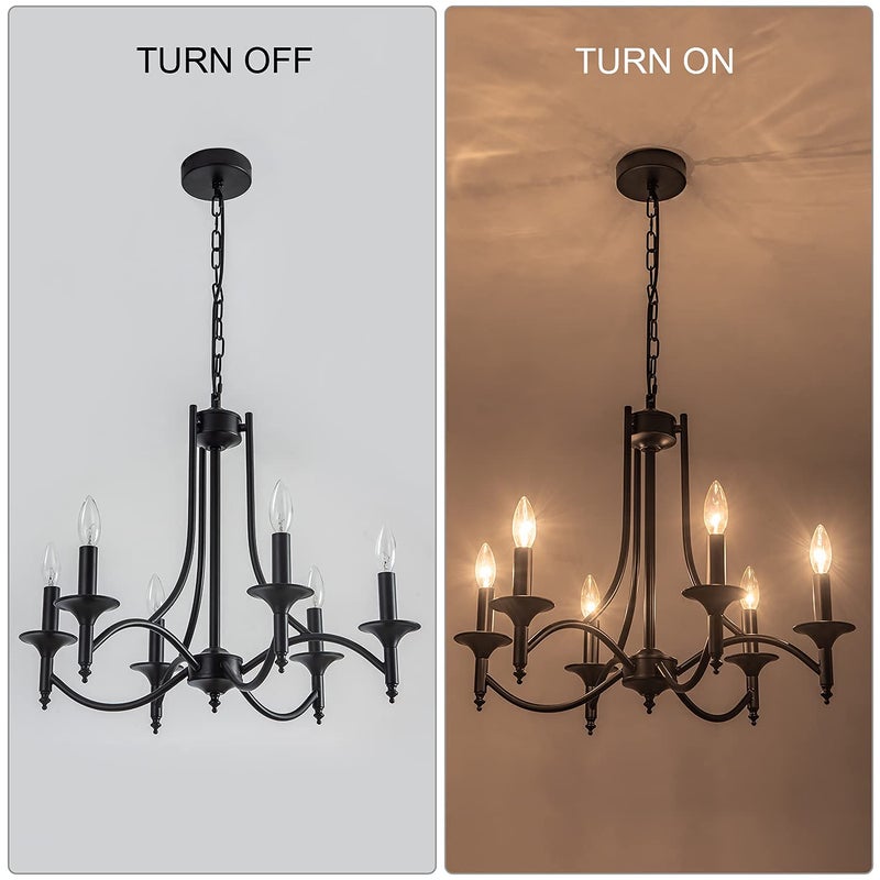 Pretoy Black Farmhouse Chandelier Iron Chandeliers for Dining Room Light Fixture 6-Light Rustic Industrial Hanging Pendant Light for Kitchen Island Foyer Living Room Bedroom - Image 5