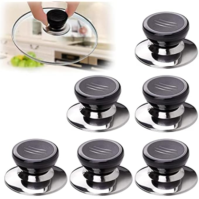 MAKINGTEC Universal Pot Lid Knob Stainless Steel Heat Resistant Replacement Spare Lid Round Handle Lid Accessory Handle Suitable For Cookware Lid Knob Handle Repair And Replacement 6 Pcs - Image 2