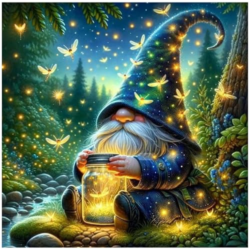 hkejoi Gnome Paint by Numbers Kit for Adults Beginners, Adult Paint by Number Kits on Canvas Gnome, Painting by Number DIY Crafts Acrylic for Gift Home Decor 16x16 in - Image 1