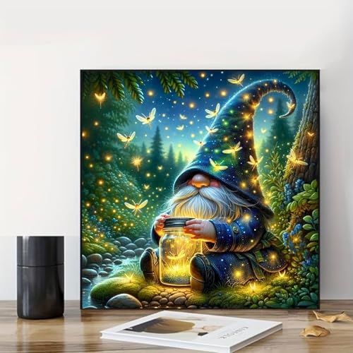 hkejoi Gnome Paint by Numbers Kit for Adults Beginners, Adult Paint by Number Kits on Canvas Gnome, Painting by Number DIY Crafts Acrylic for Gift Home Decor 16x16 in - Image 2