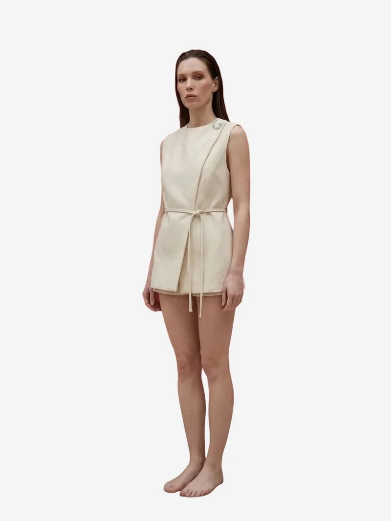MY FASHION MY FASHION Belted crepe waistcoat