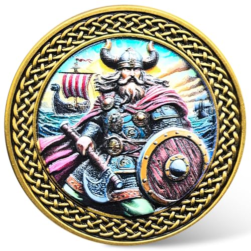CYOUNG Viking Warrior Challenge Coin with Tree of Life Runes Norse Mythology Collectible Unique Gift with Transparent Protector - Image 1