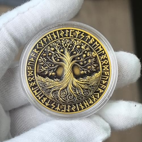 CYOUNG Viking Warrior Challenge Coin with Tree of Life Runes Norse Mythology Collectible Unique Gift with Transparent Protector - Image 5