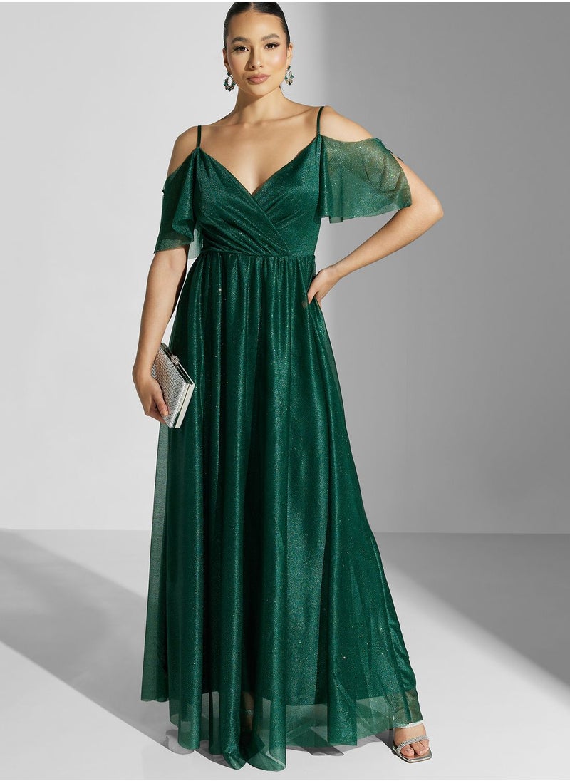 Ella Limited Edition - Cold Shoulder Shimmer A-Line Dress - Image 1