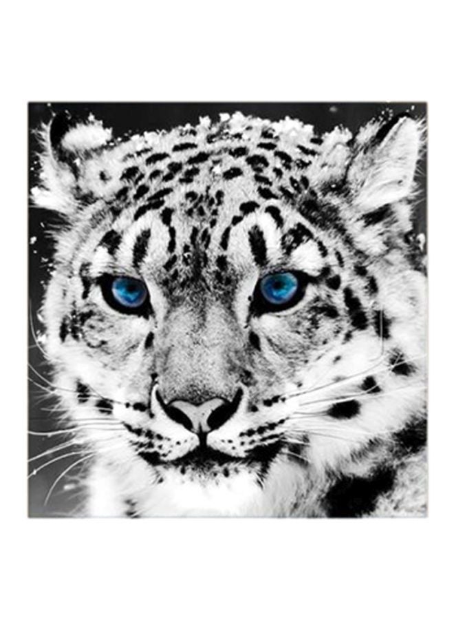 RYN White Tiger Printed MDF Wall Art Painting Grey/White/Black 30x30centimeter - Image 1