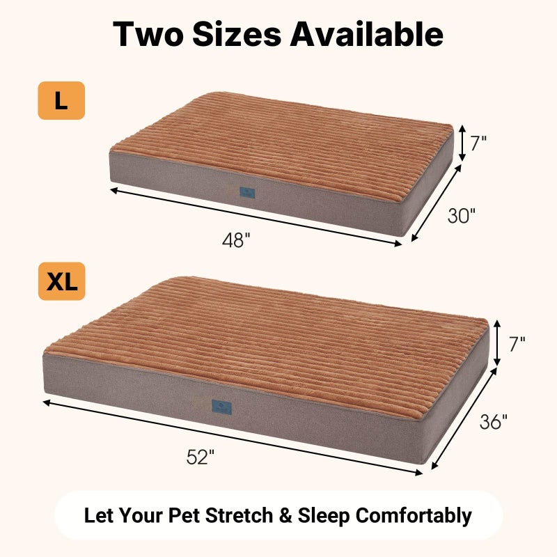 Veehoo Orthopedic Memory Foam Dog Bed, 7 Inch Thick Extra Large XXL Dog Bed for Senior Dogs with Ultra-Soft Fluffy Surface, Waterproof Liner, Removable Washable Cover and Non-Slip Bottom, 52"x36"x7" - Image 4