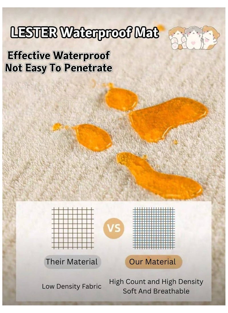LESTER LESTER Soft Non-Slip Waterproof Bathroom Mat, Bathroom Carpet, Entrance Doormat Cashmere Material Floor Mats Home Decor Set Bathroom Door Mat Rectangle Shape White Bear Design Baby Blue Color 50x80cm  - Image 3