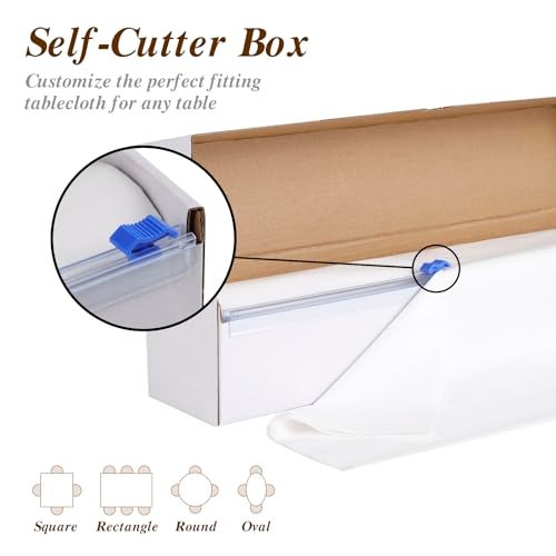 Goodluck 54 Inch X 300 Feet Plastic Table Cloths with Cutter Box, White Disposable Table Cover Roll, Plastic Tablecloth for Party, Banquet, Wedding, Birthday, Anniversary - Image 3