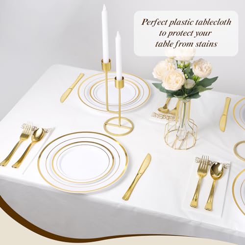Goodluck 54 Inch X 300 Feet Plastic Table Cloths with Cutter Box, White Disposable Table Cover Roll, Plastic Tablecloth for Party, Banquet, Wedding, Birthday, Anniversary - Image 5