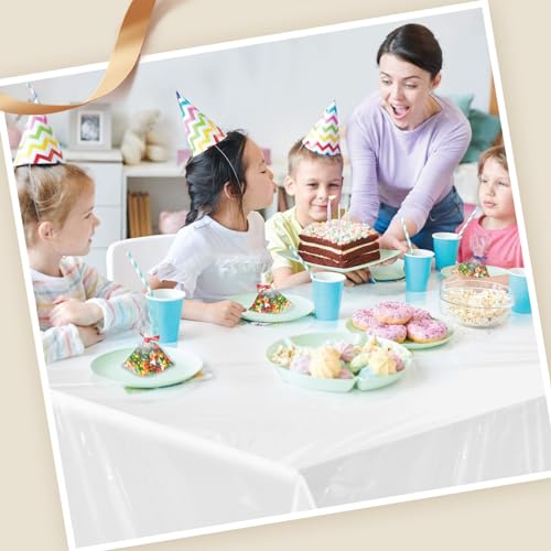 Goodluck 54 Inch X 300 Feet Plastic Table Cloths with Cutter Box, White Disposable Table Cover Roll, Plastic Tablecloth for Party, Banquet, Wedding, Birthday, Anniversary - Image 2