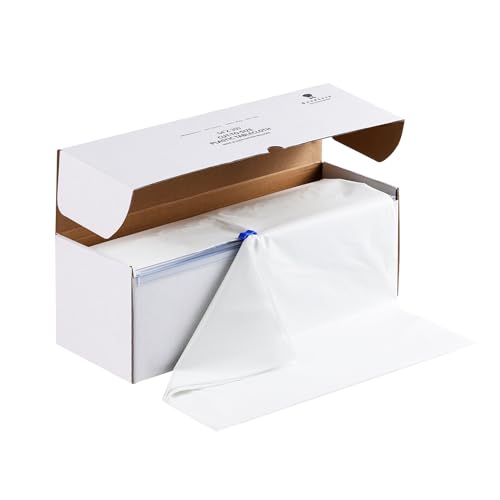 Goodluck 54 Inch X 300 Feet Plastic Table Cloths with Cutter Box, White Disposable Table Cover Roll, Plastic Tablecloth for Party, Banquet, Wedding, Birthday, Anniversary - Image 1