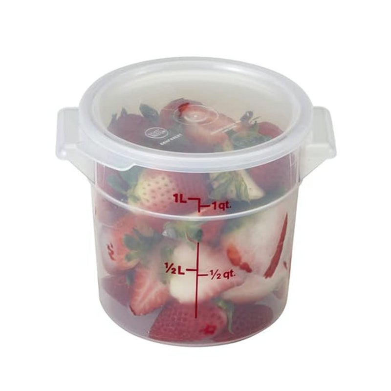 Cambro RFS1PP Round Polypropylene Food Storage Container - Camwear, 1 quart, Translucent