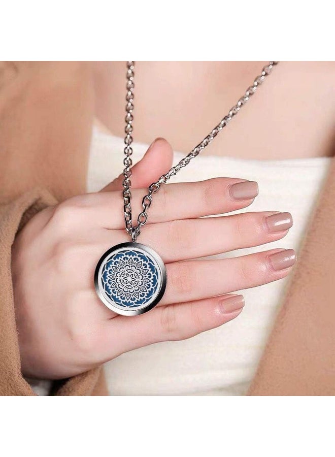 GFONDINGD Aromatherapy Essential Oil Diffuser Necklace Tree Of Life Pattern Stainless Steel Locket Pendant (30Mm Flower)  - Image 5