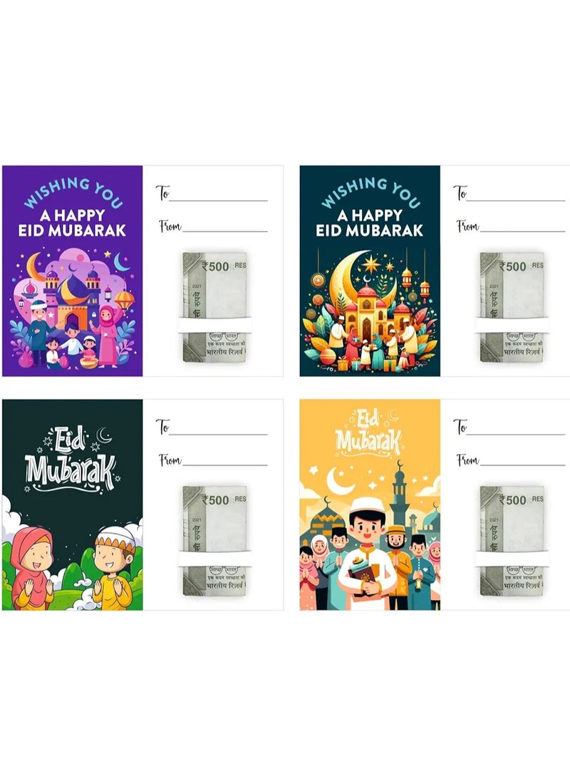 Generic Eid mubarak PACK OF 20 Eidi Card With Cuts For Keeping Currency And space for writing Names For gifts (Size - 4x3 inch) Ramadan cards, Eid mubarak cards, Eid cards  - Image 1