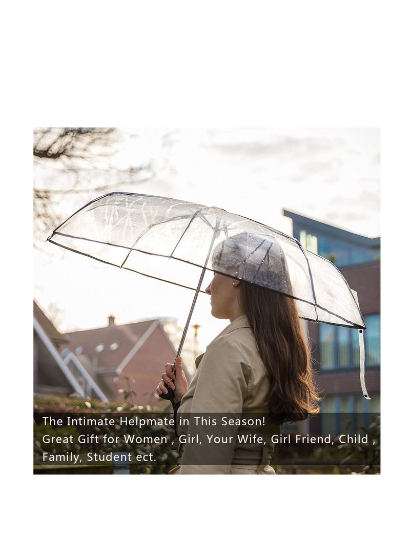 KASTWAVE Folding Umbrellas Travel Umbrella, Transparent Umbrella Pocket Umbrella, Portable Compact Protection, Small Light Weight Waterproof, Rain and Sun Umbrella Elegant Umbrella In Transparent - Image 2