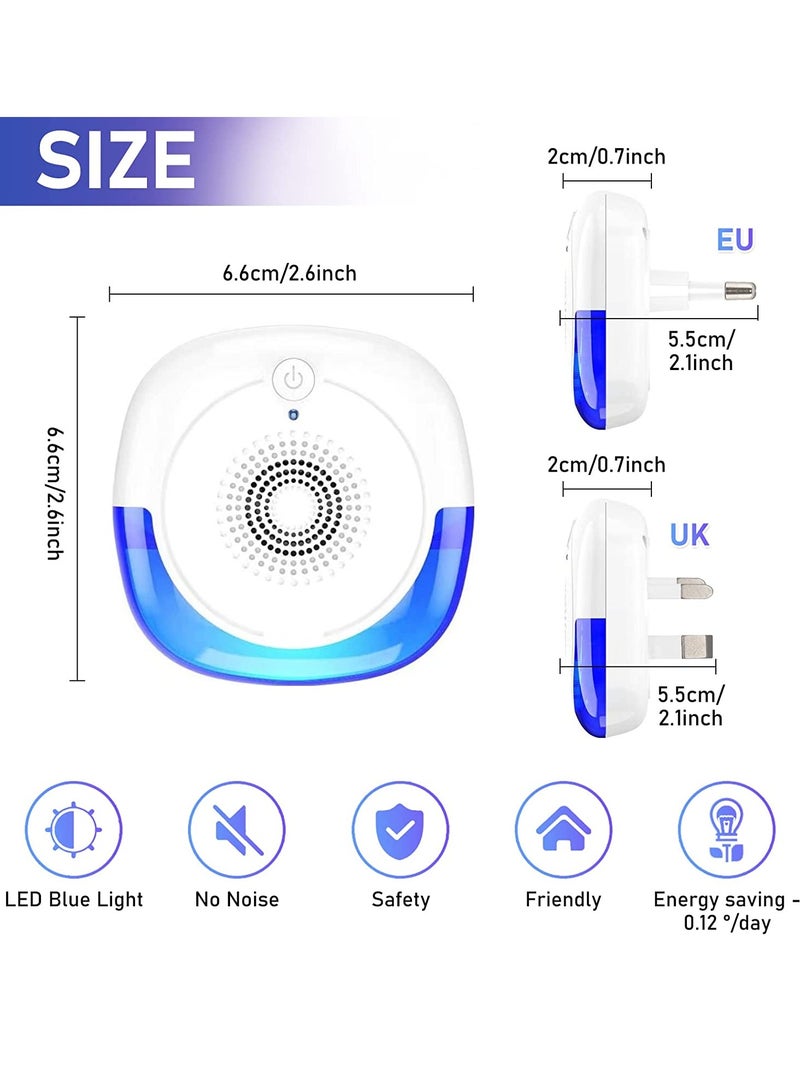 كابتن تيك Ultrasonic Pest Repellent, 5w Electronic Ultrasonic Pest Repellent Indoor for Home Plug-in with UV Light, for Insect Mice, Mouse, Bugs, Flea, Fly, Spiders, for House Garage Hotel (4 Pack) - Image 4
