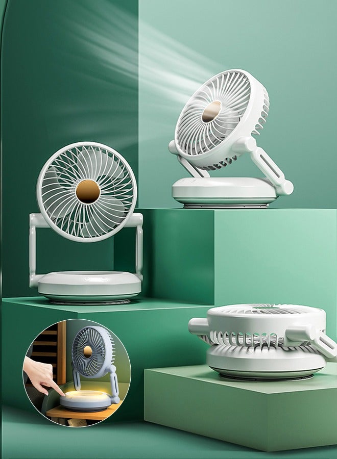 DUNISO مروحة طاولة هوائية صغيرة 3 سرعات مروحة طاولة قابلة للطي 90° تعديل مروحة مكتب محمولة مع خطاف مروحة مثبتة على الحائط للغرفة بأكملها المنزل غرفة النوم المكتب - Image 1