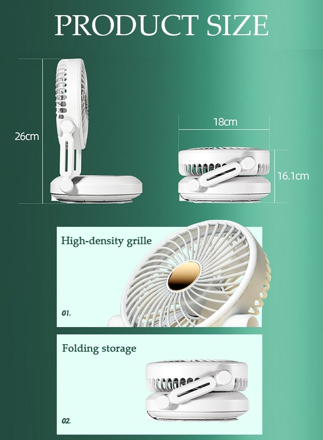 DUNISO مروحة طاولة هوائية صغيرة 3 سرعات مروحة طاولة قابلة للطي 90° تعديل مروحة مكتب محمولة مع خطاف مروحة مثبتة على الحائط للغرفة بأكملها المنزل غرفة النوم المكتب - Image 2